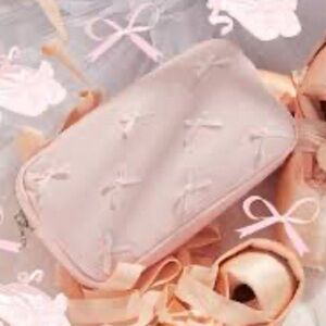 Stoney clover lane ribbon bows pink ballet core small pouch